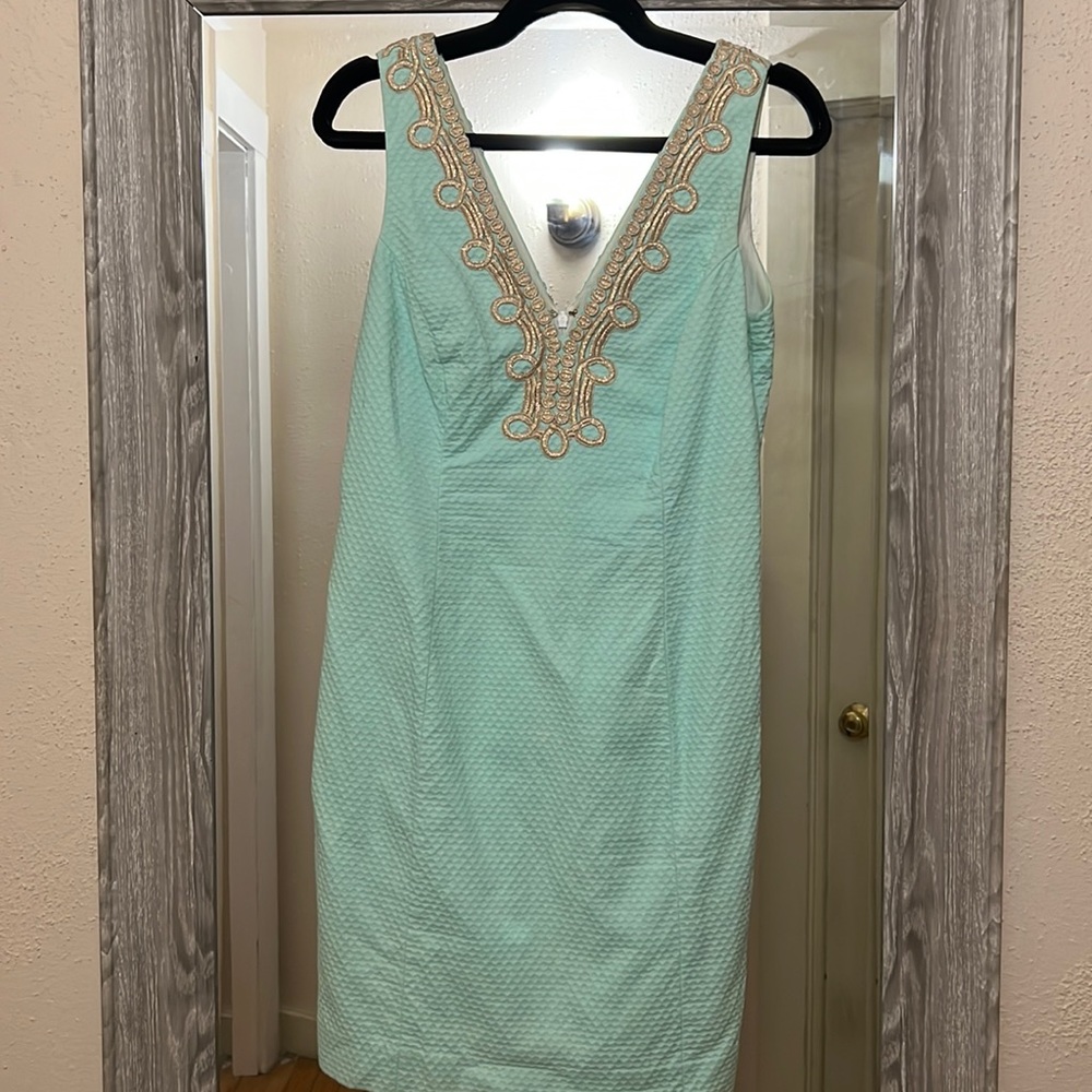 Lily Pulitzer gold and blue dress